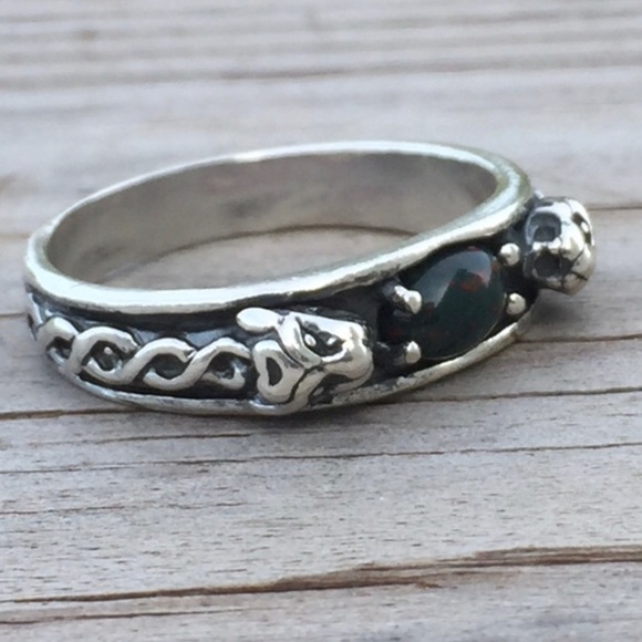 LION head Ring .925 Sterling Silver w/ genuine Bloodstone gem Celtic Lion USA - Picture 10 of 10